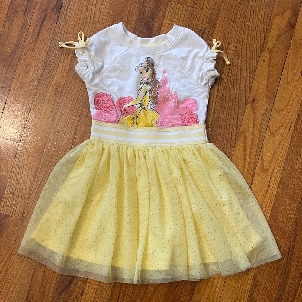 Yellow Disney Princess Belle Dress with Glittery Tulle Skirt